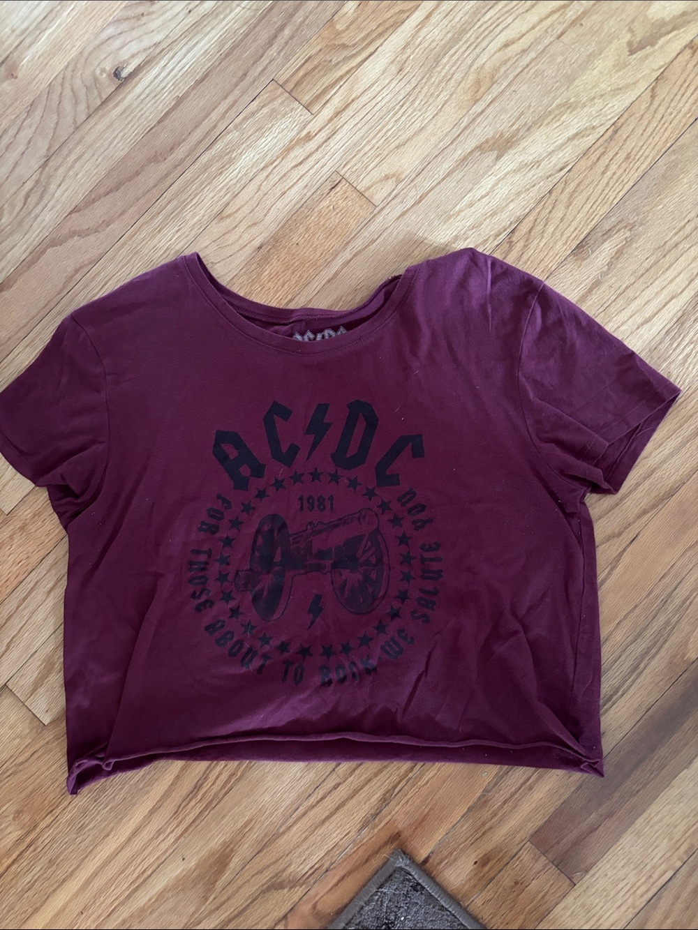 AC/DC Maroon Graphic Crop Tee
